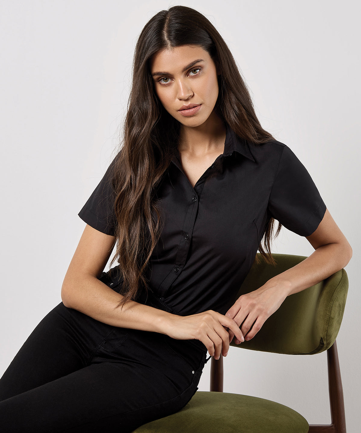 Women's poplin shirt short sleeve