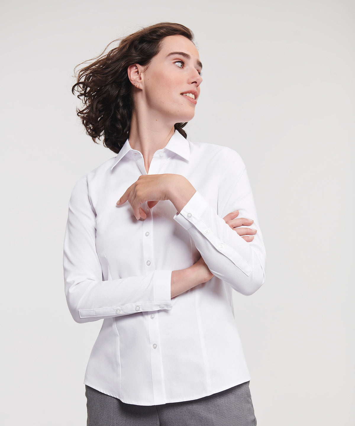 Women's long sleeve herringbone shirt
