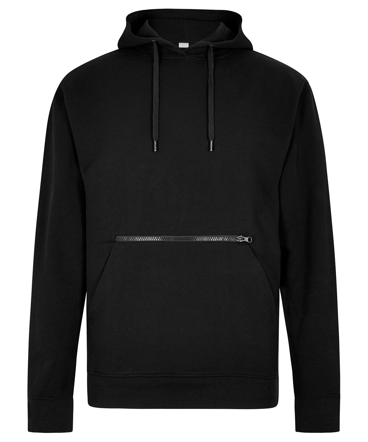 Regular fit piqué hoodie with zipped pocket