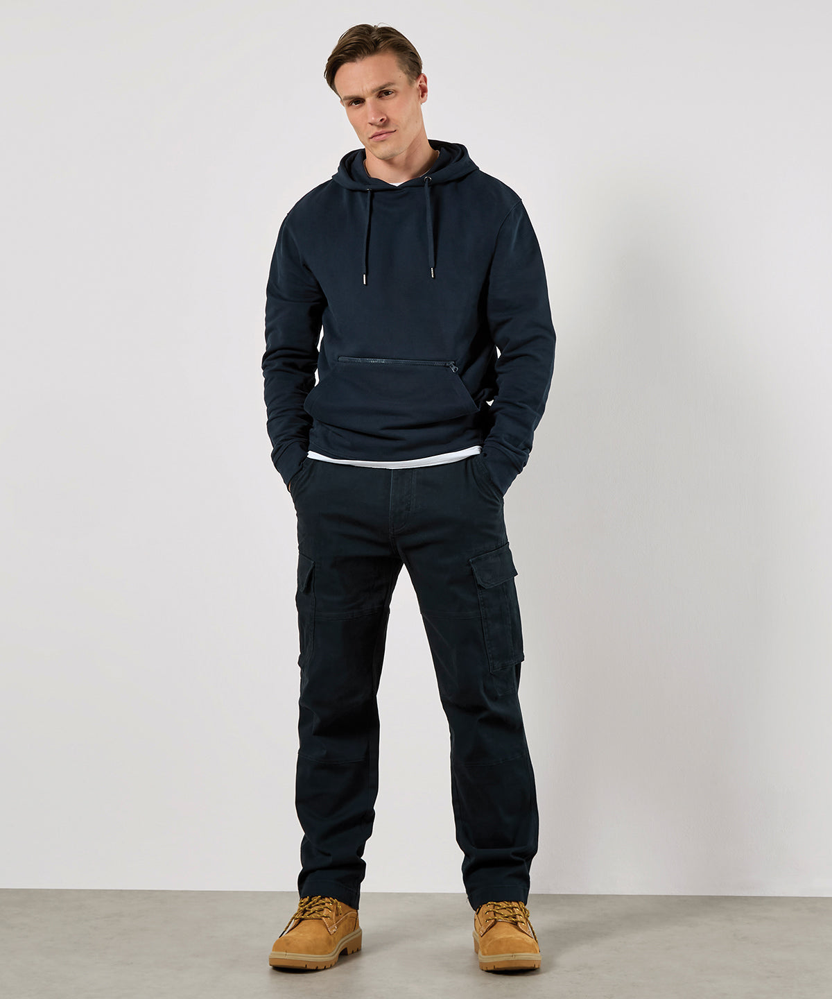 Regular fit piqué hoodie with zipped pocket
