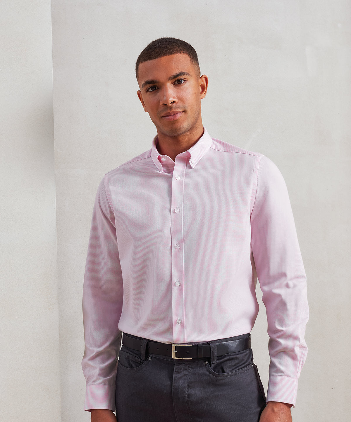 Cotton-rich Oxford stripes shirt
