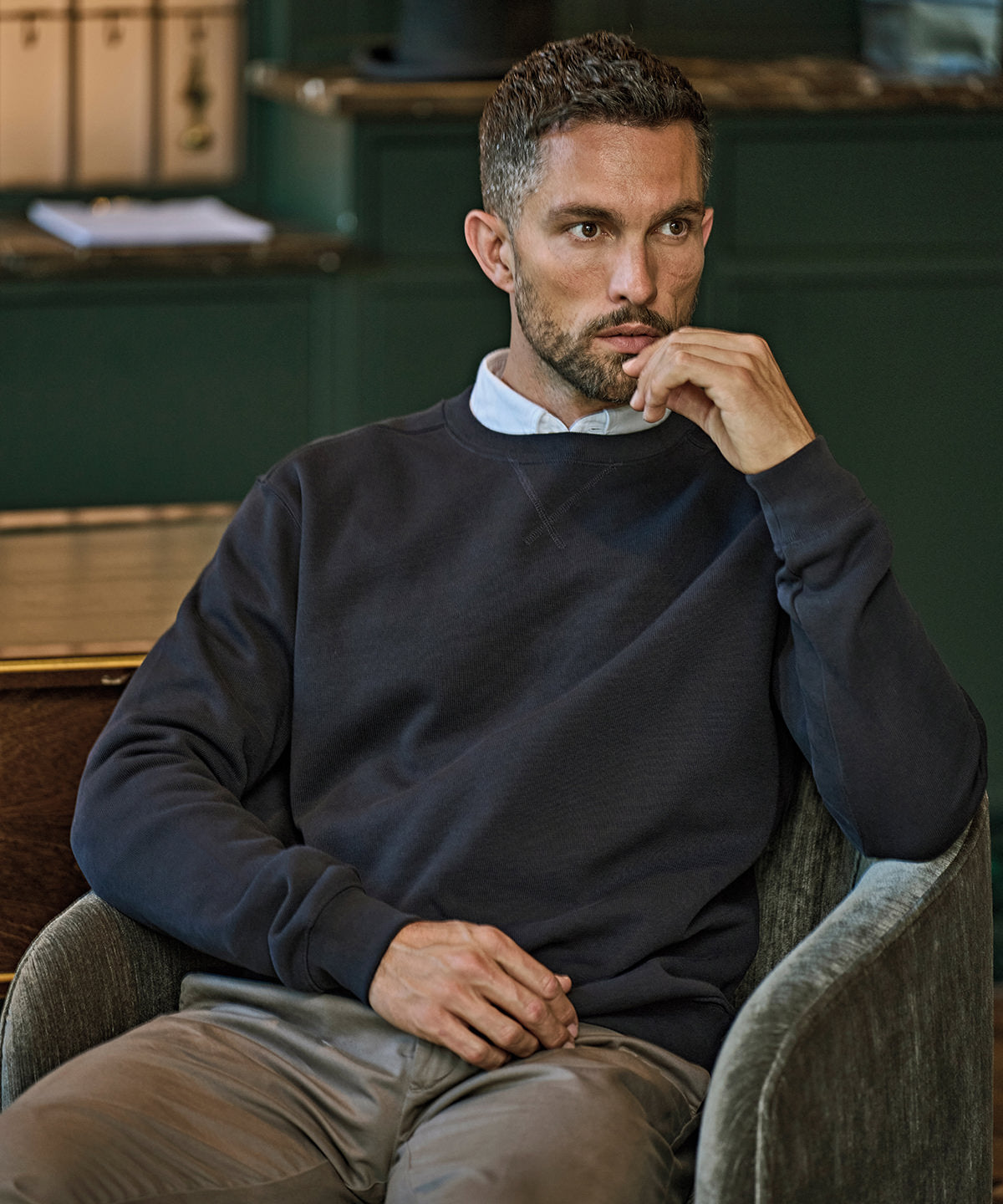 Ribbed interlock crew neck (5504)