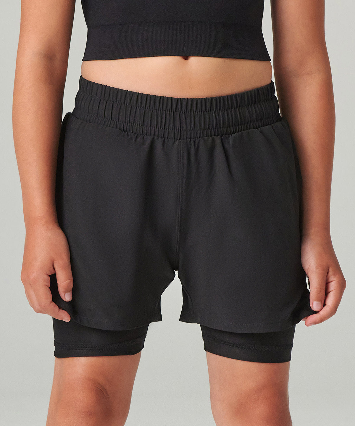 Kids double-layer sports shorts